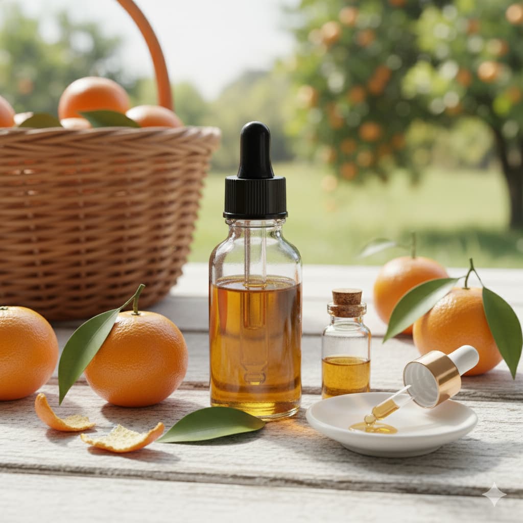 bottles of sweet orange essential oil