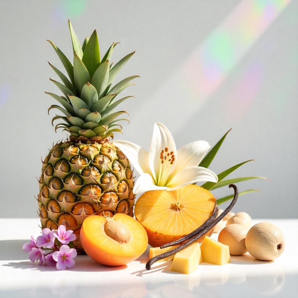 Pineapple, peach, lily and apricot blossom — fruity fresh fragrance notes