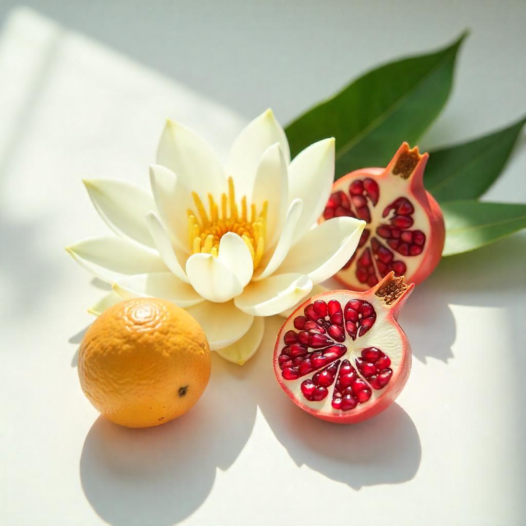 Hibiscus, pomegranate and mandarin — floral fruity fragrance notes