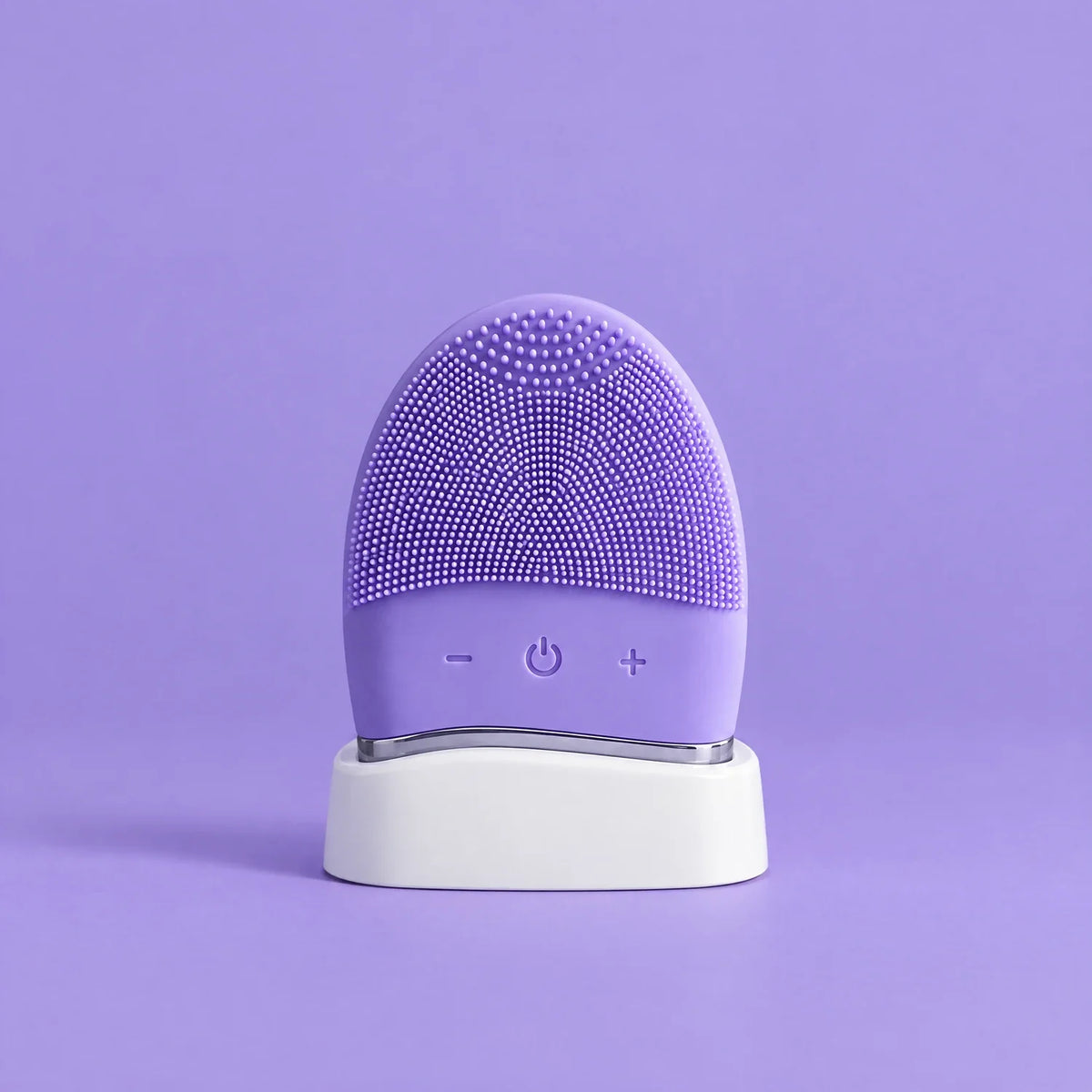 divain. Care lilac facial cleansing massager on its stand