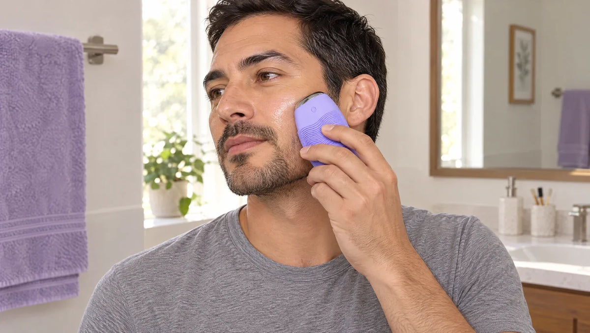 Massage mode: ridged side on the cheekbone after facial oil