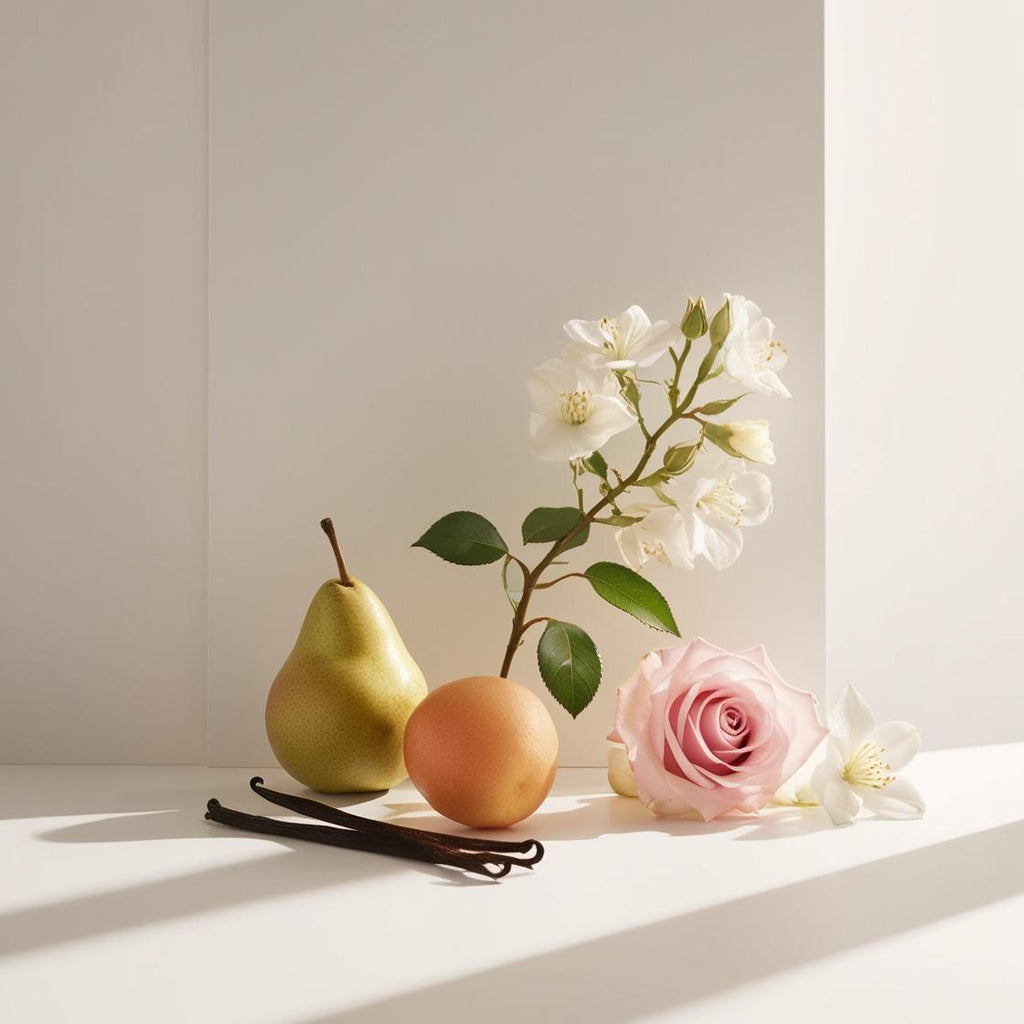 Dates, lemon and myrrh representing the olfactory notes of the perfume.