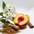 Scent notes of the perfume with juicy peach, white flowers, creamy sandalwood and a warm touch of cinnamon.