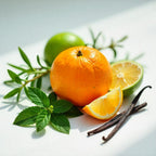 Mandarin, lemon and vanilla representing the olfactory notes of the perfume.