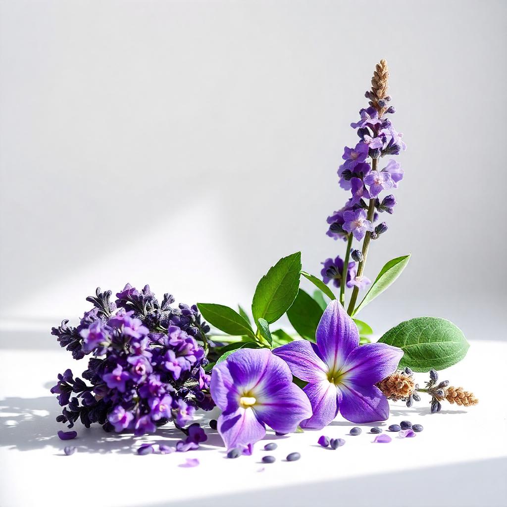 Violet and lavender representing the olfactory notes of the perfume.