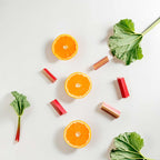 Citrus and green olfactory notes with orange, rhubarb and fresh leaves