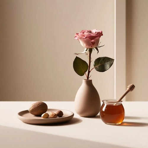 Sweet floral aromatic accord with rose, dried fruit and honey