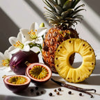 A bouquet of fruity and exotic aromas with pineapple, passion fruit, vanilla and white flowers
