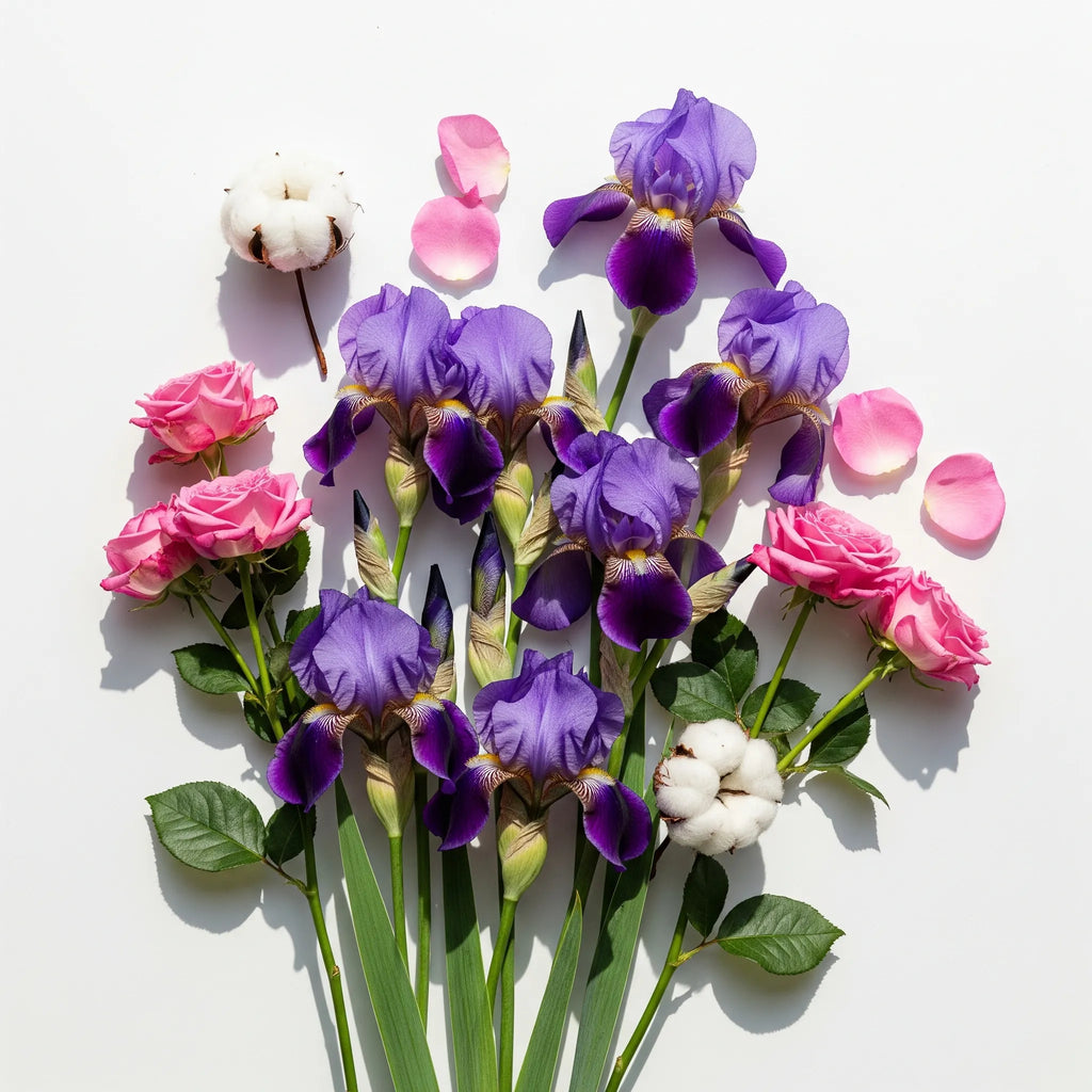 Soft, floral fragrance notes with iris, rose, and cotton
