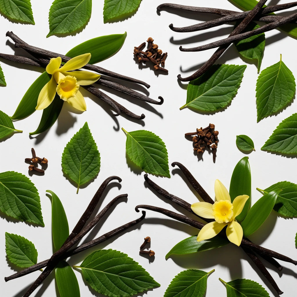 Spicy and sweet olfactory notes with vanilla, green leaves and clove