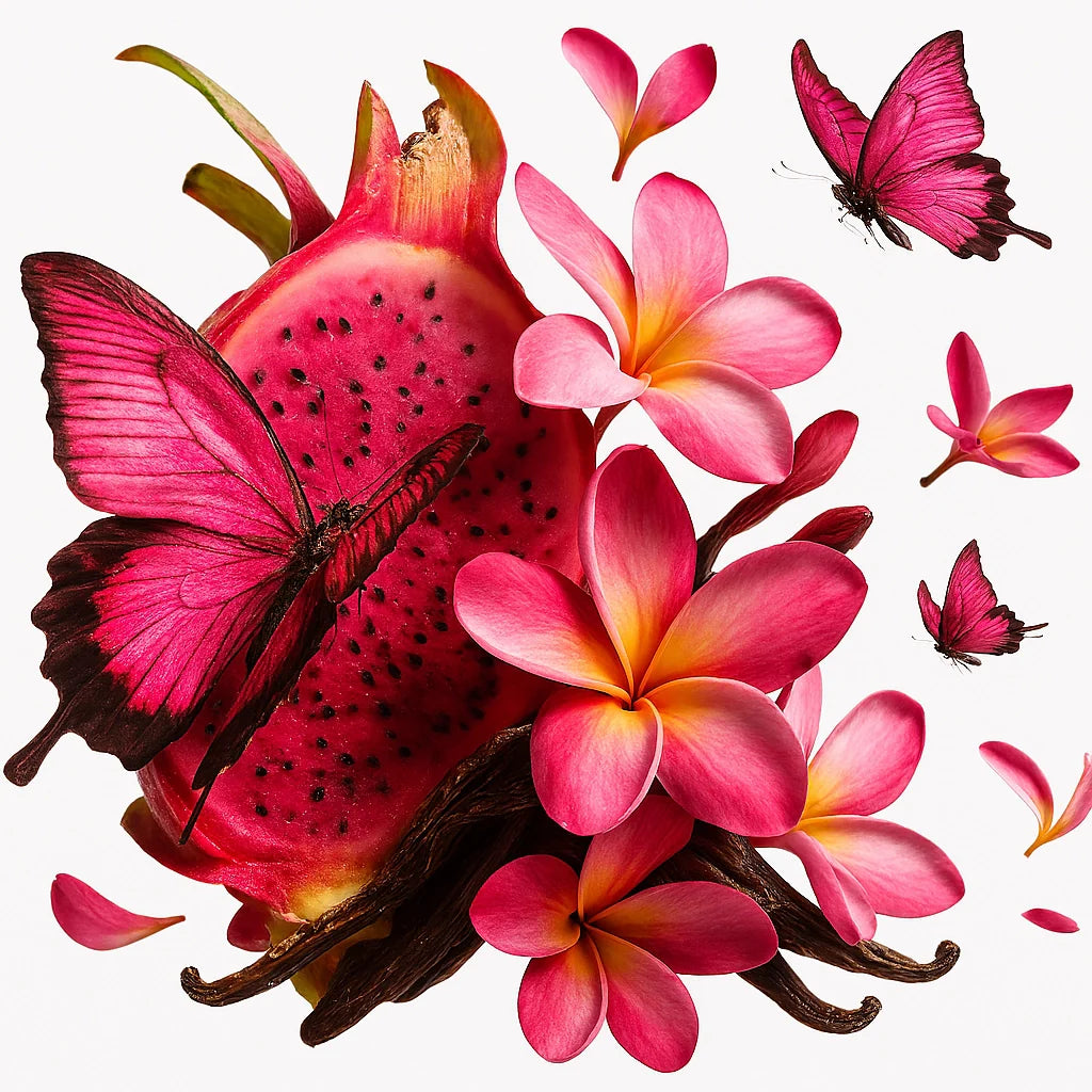 Exotic olfactory notes with pitaya, tropical flowers and vanilla