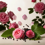 Olfactory notes of fresh rose with soft petals, green leaves and black peppercorns