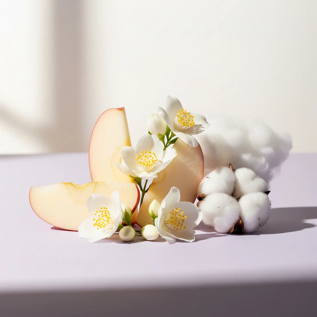 Olfactory notes of cotton flower, white jasmine and fresh apple slices