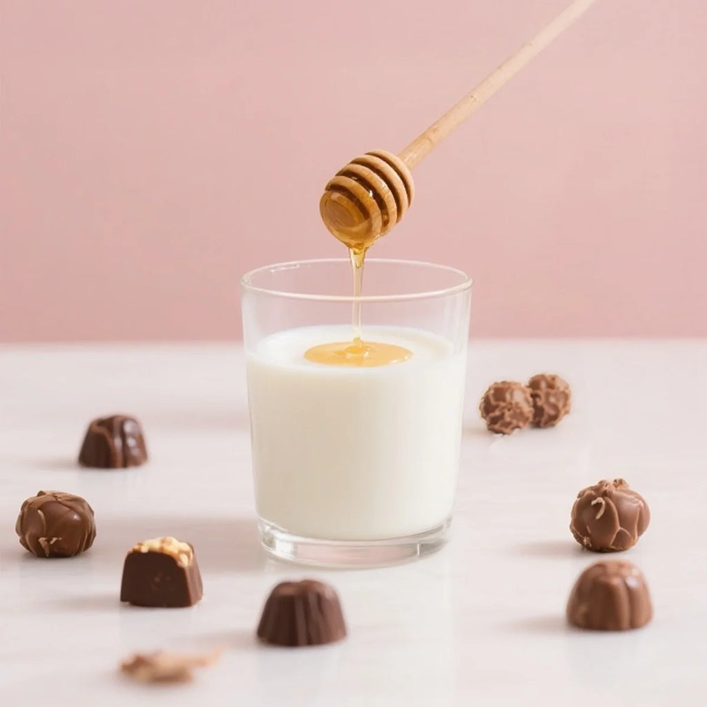 Olfactory notes of milk with honey and chocolate bonbons