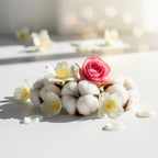 Olfactory notes of cotton, rose and white flowers