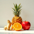 Perfume scent notes with pineapple, ginger, orange and red apple