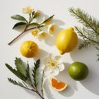 Lemon, neroli and hyacinth representing the olfactory notes of the perfume.
