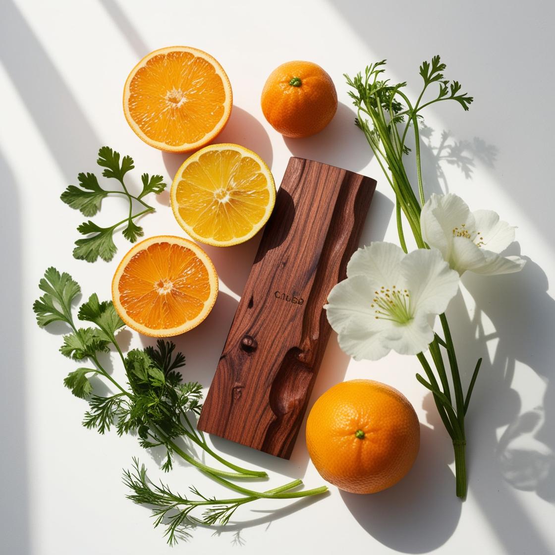 Wood, coriander and citrus represent the olfactory notes of the perfume.