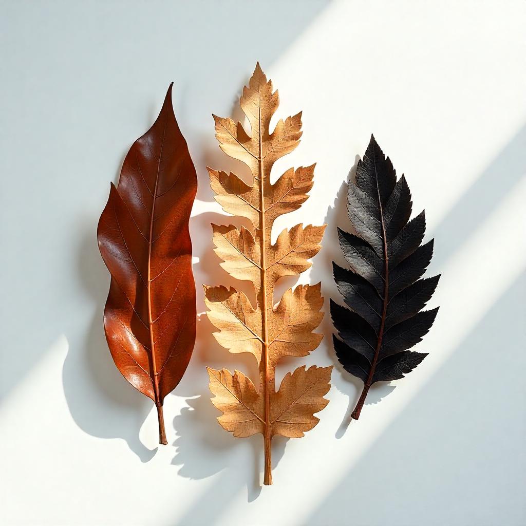 Ebony leaf, cedar leaf and vetiver leaf representing the olfactory notes of the perfume.