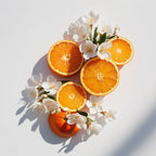Citrus fruits and orange blossom represent the olfactory notes of the perfume.