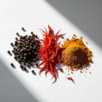 Saffron, cardamom and cinnamon representing the olfactory notes of the perfume.