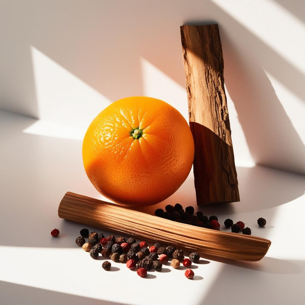 Wood and mandarin represent the olfactory notes of the perfume.
