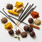 Olfactory notes of the perfume with warm spices, incense, vanilla and rich chocolate.