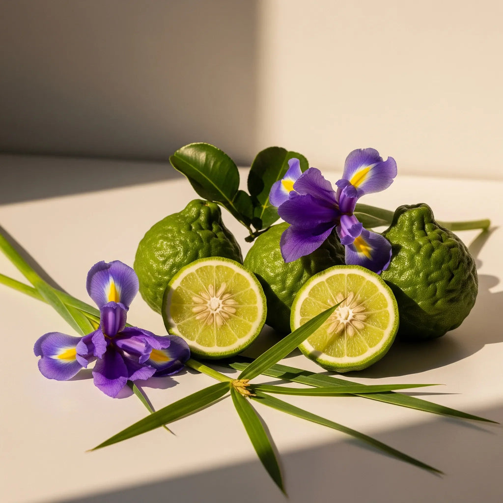 Olfactory notes of the perfume with fresh bergamot, elegant iris and a green touch of bamboo.