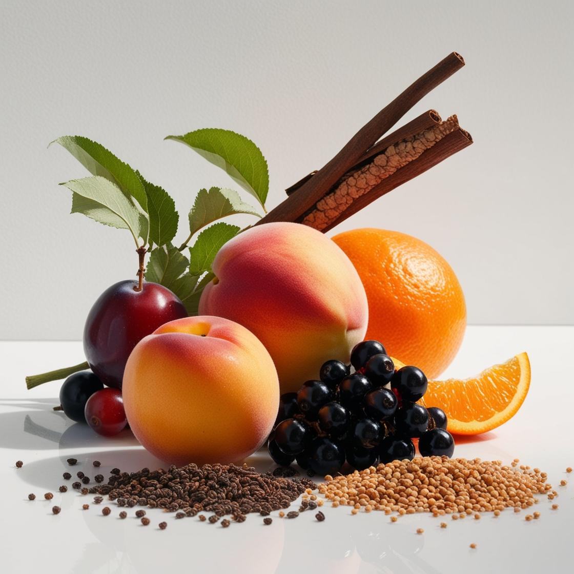 Plum, blackcurrants and orange represent the olfactory notes of the perfume.