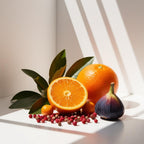 Mandarin, fig and pink pepper representing the olfactory notes of the perfume.
