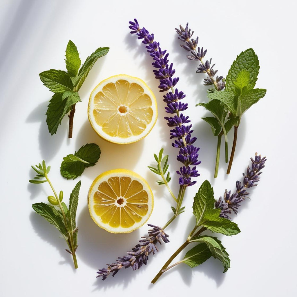 Scent notes of the perfume with lemon, lavender and mint.