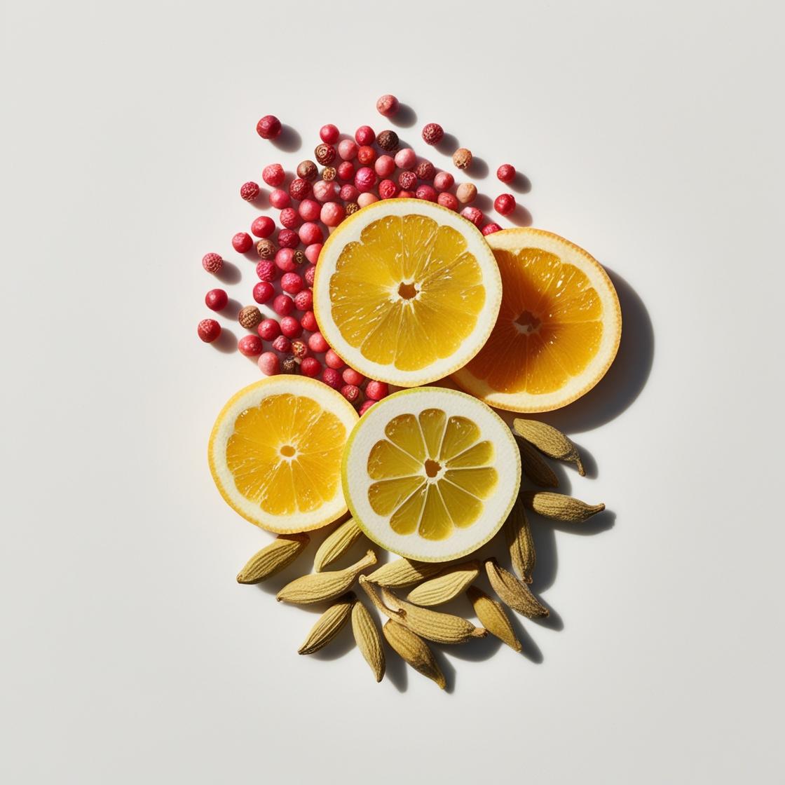Bergamot and pink pepper represent the olfactory notes of the perfume.