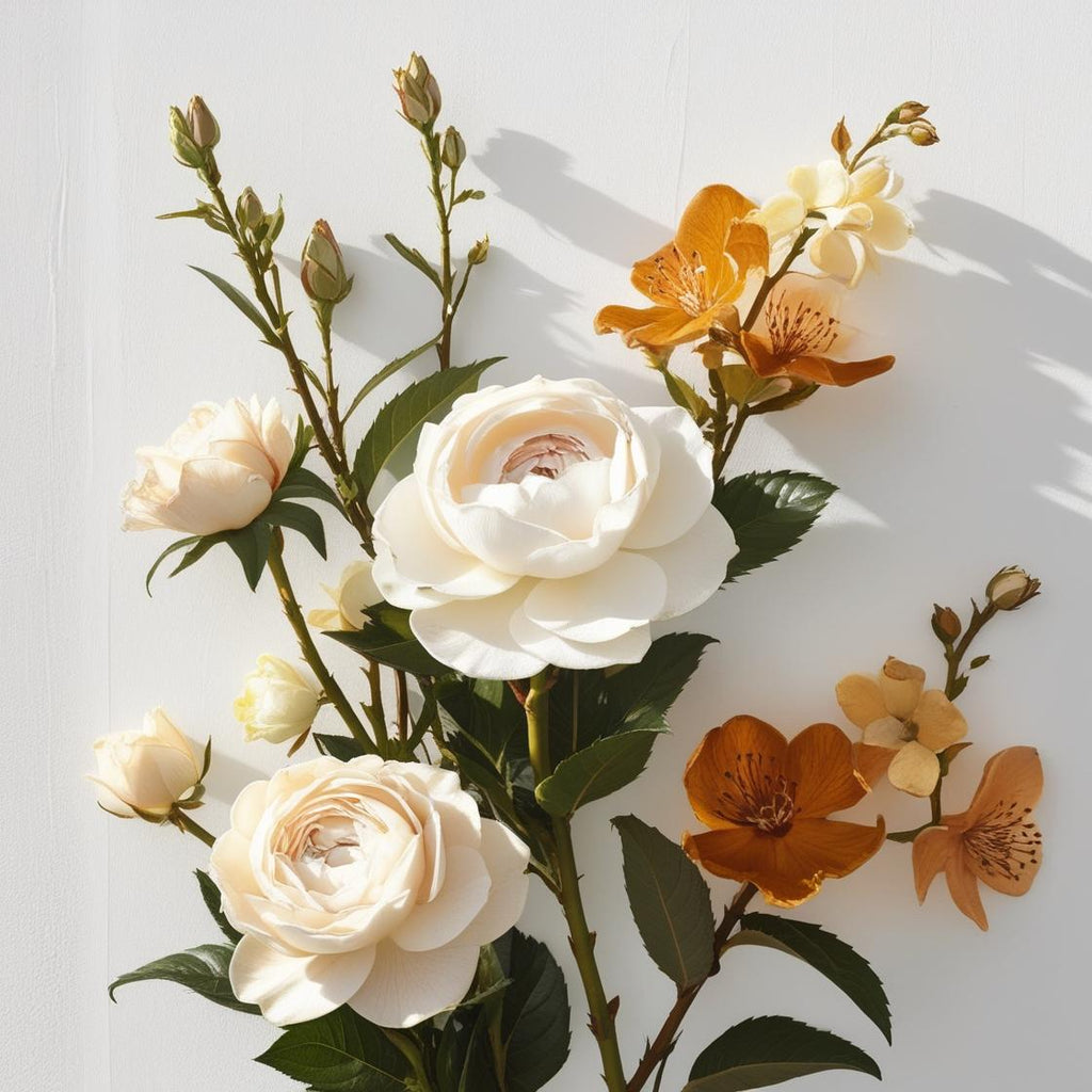 Tuberose and jasmine representing the olfactory notes of the perfume.