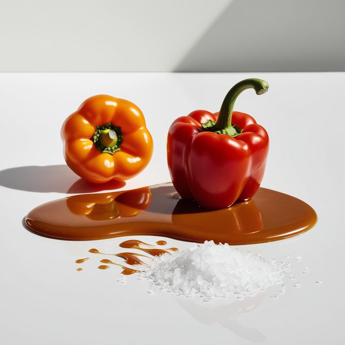 Pepper, caramel and salt representing the olfactory notes of the perfume.