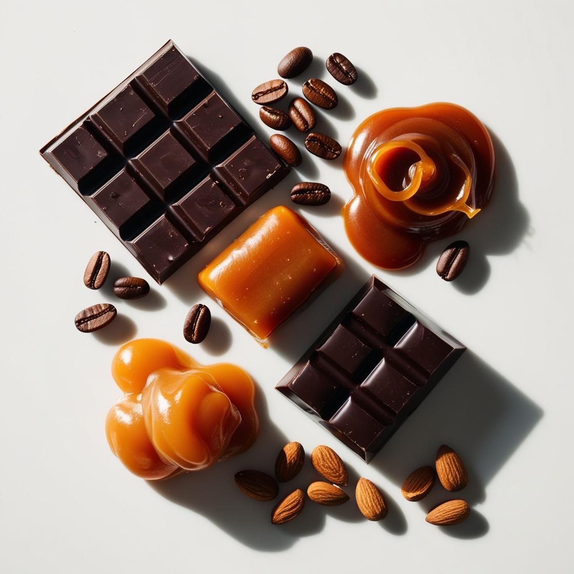 Chocolate, almond, and caramel represent the olfactory notes of the perfume.