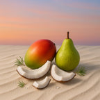 Olfactory notes of the perfume with exotic mango, golden amber and a touch of warm wood.